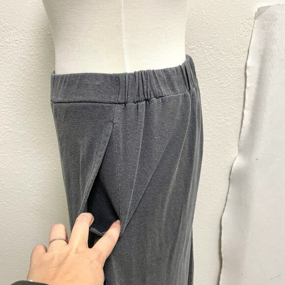 prAna Hemp Blend Faux Wrap High-Low Pull-On Skirt Pockets Gray size Medium - Picture 3 of 7